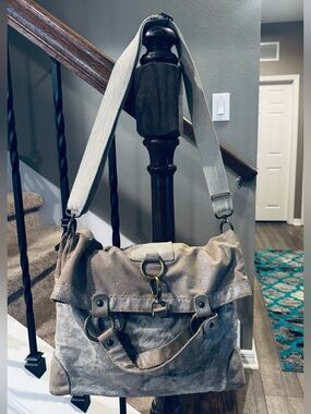 Moda International Vintage Distressed Metallic Leather Convertible Crossbody
